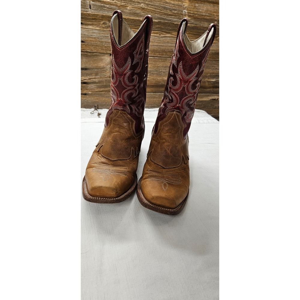 JB Dillon Reserve JBR2003 D Mens Western Boots Burgundy Tan Leather 9D
